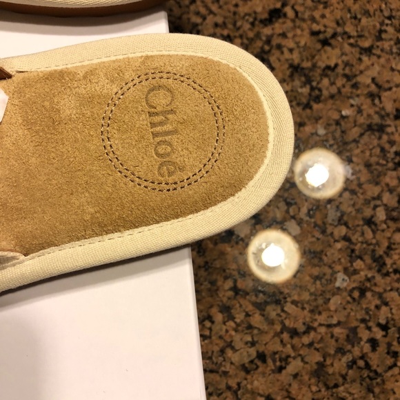 🩷Chloe Woody Leather & Cloth Slides Sz 37 US 7 - Picture 5 of 10